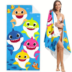 Shark Pattern Beach Towel Microfiber Absorbent Blanket
