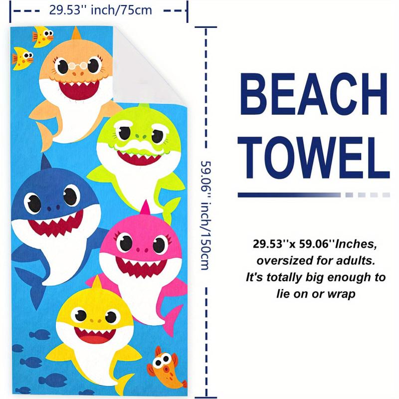 Shark Pattern Beach Towel Microfiber Absorbent Blanket