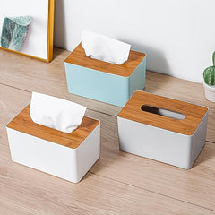 European Modern Paper Towel Box with Bamboo Drawers