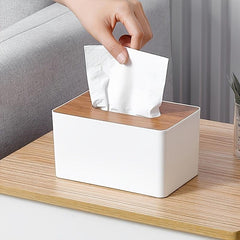 European Modern Paper Towel Box with Bamboo Drawers