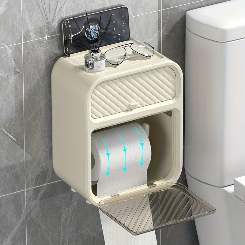 Self Adhesive Tissue Box Shelf Wall Mount Toilet Paper Holder