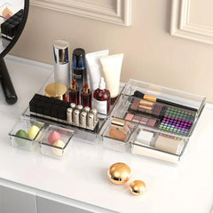 16pcs Clear Drawer Organizer Set for Home Bathroom Bedroom Dresser