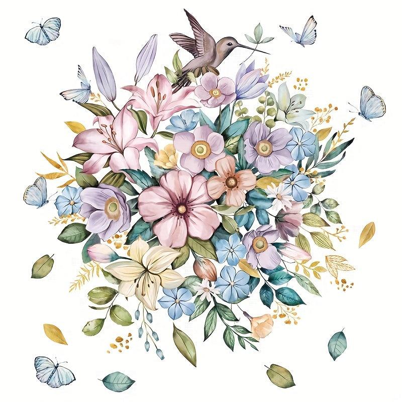 Bird Flower Toilet Lid Decal Bathroom Decor Sticker