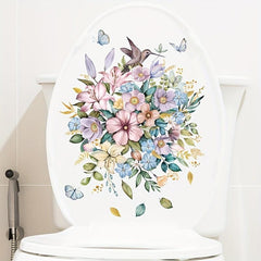 Bird Flower Toilet Lid Decal Bathroom Decor Sticker