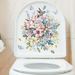 Bird Flower Toilet Lid Decal Bathroom Decor Sticker