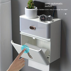 Stylish Double Layer Wall Mounted Tissue Holder for Easy Bathroom Organization