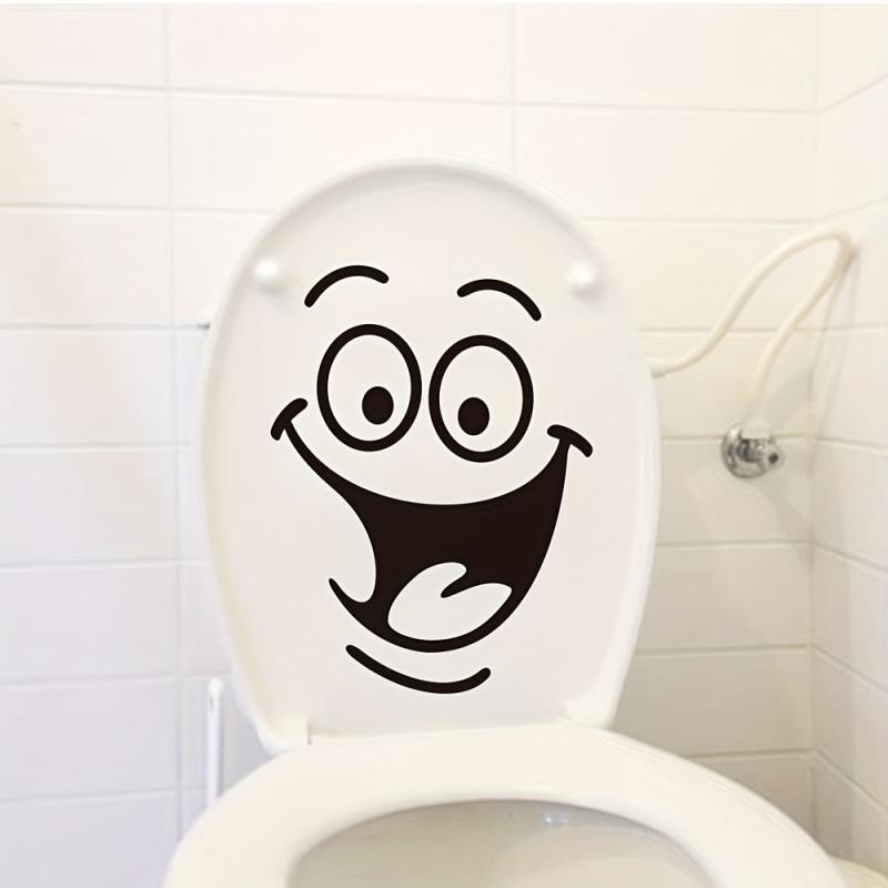 1pc Smile Face Pattern Toilet Lid Decal Funny Self Adhesive Toilet Sticker