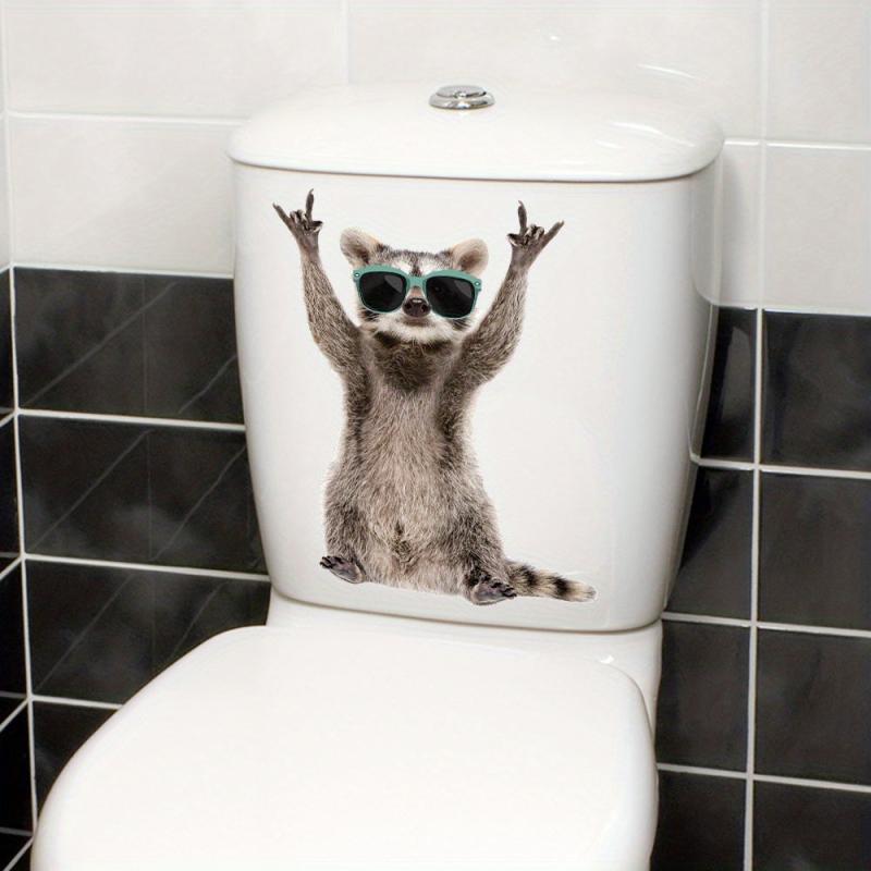 Funny Raccoon Toilet Lid Decal Self Adhesive Wall Sticker Bathroom Decor