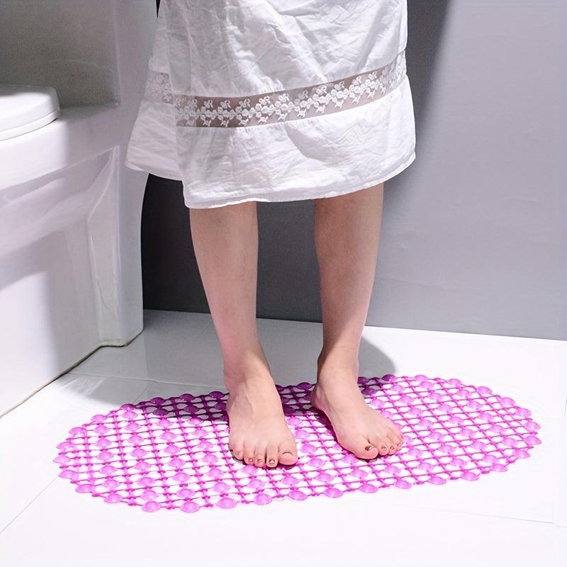 Oval Shower Carpet Anti-Slip Mat with Drain Holes