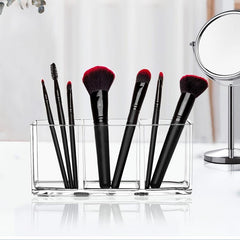 Acrylic Makeup Brush Holder with 3 Slots Clear Cosmetic Storage