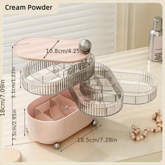 Large Capacity Powder Puff Storage Box with Rotation for Makeup & Jewelry