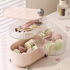 Large Capacity Powder Puff Storage Box with Rotation for Makeup & Jewelry