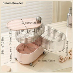 Large Capacity Powder Puff Storage Box with Rotation for Makeup & Jewelry