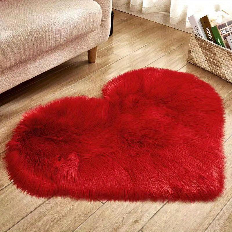 Soft Fluffy Shaggy Area Rug Plush Carpet Heart Shaped for Living Room & Bedroom