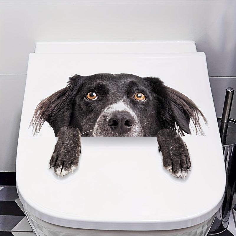Funny Dog Cat Toilet Lid Decal Adhesive Wall Sticker Bathroom Decor