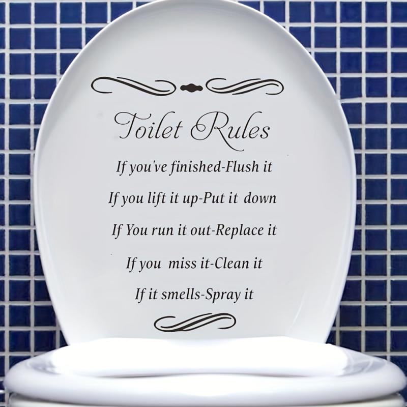 Self Adhesive Toilet Lid Decal - Decorative Slogan Graphic for Bathroom