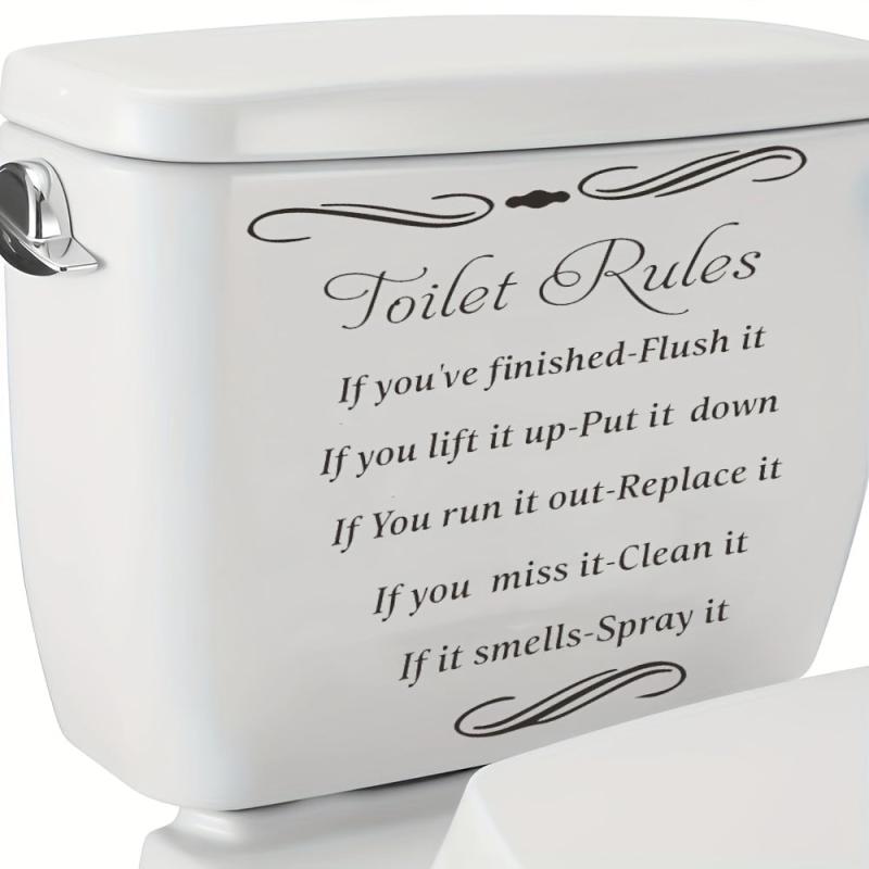 Self Adhesive Toilet Lid Decal - Decorative Slogan Graphic for Bathroom