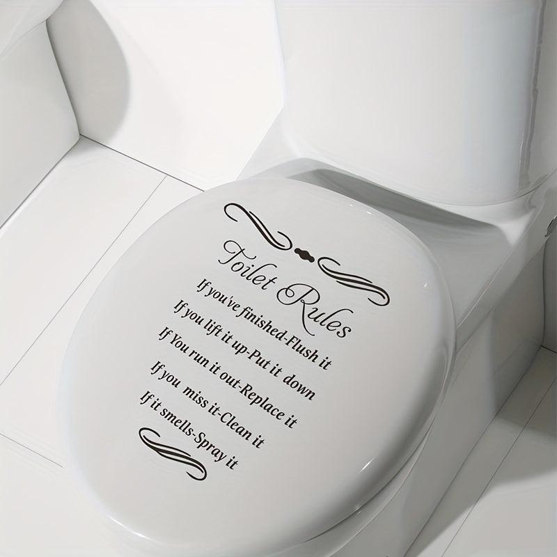 Self Adhesive Toilet Lid Decal - Decorative Slogan Graphic for Bathroom
