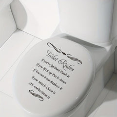 Self Adhesive Toilet Lid Decal - Decorative Slogan Graphic for Bathroom