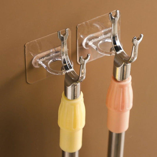 10pcs Clear Adhesive Hooks for Wall Mounted Curtain Rods and Lotion Dispensers