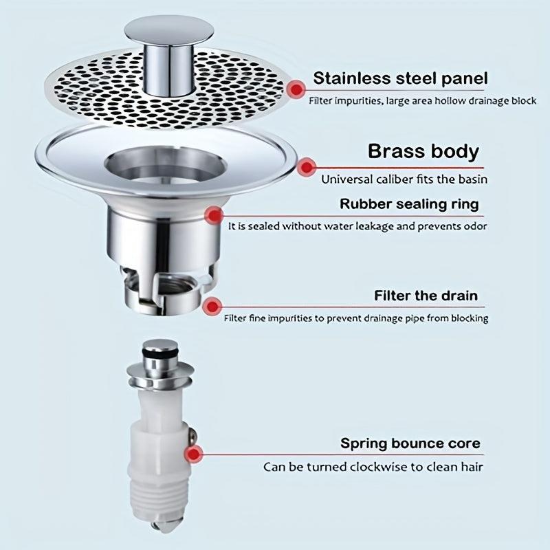 Stainless Steel Pop Up Drain Filter Universal Sink Stopper