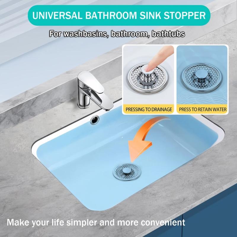 Stainless Steel Pop Up Drain Filter Universal Sink Stopper