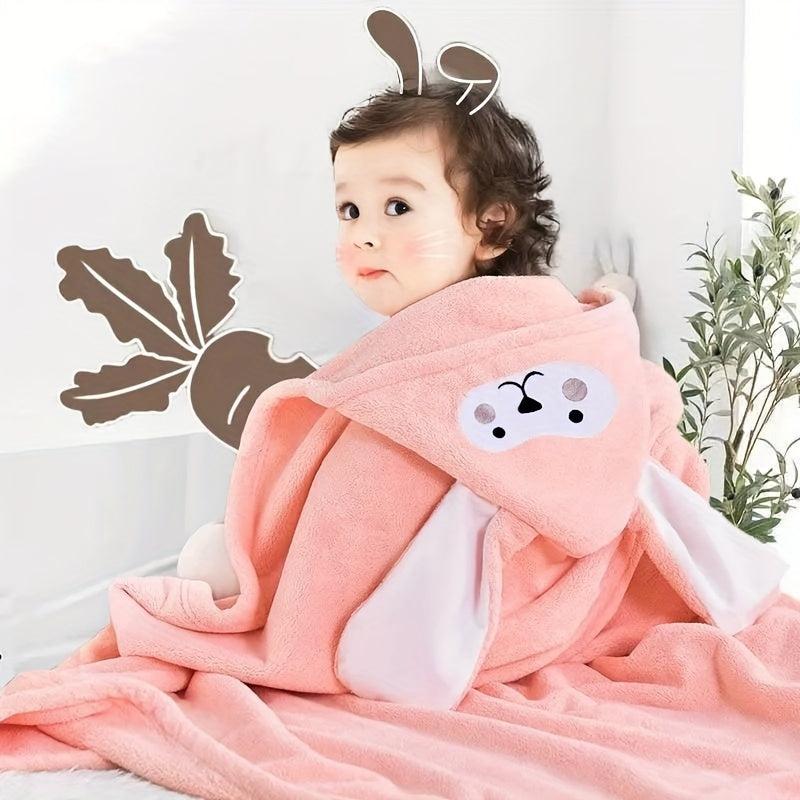 Kids Hooded Bath Towel, Coral Fleece, Absorbent