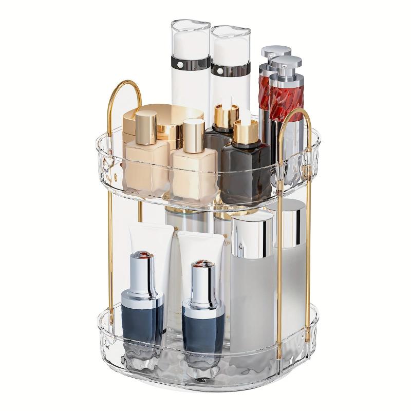 Clear Rotating Makeup Organizer Cosmetic Storage Rack with Handle