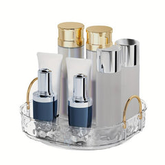 Clear Rotating Makeup Organizer Cosmetic Storage Rack with Handle