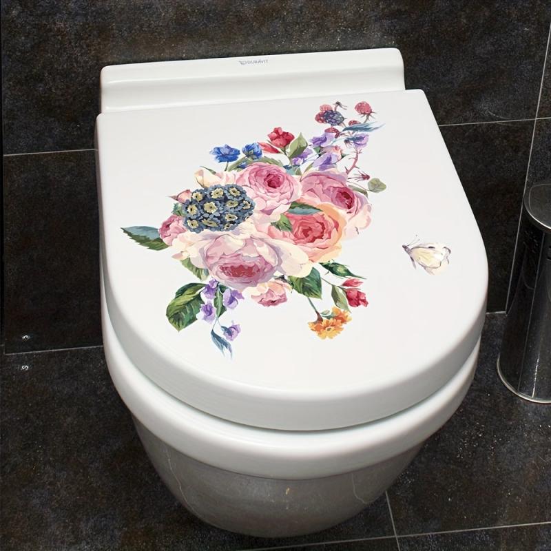 Floral Butterfly Toilet Lid Decorative Sticker - Removable Self-adhesive