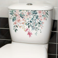 Flowers Pattern Toilet Stickers Self Adhesive Bathroom Wall Sticker Waterproof