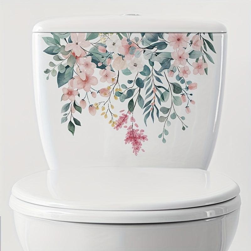 Flowers Pattern Toilet Stickers Self Adhesive Bathroom Wall Sticker Waterproof