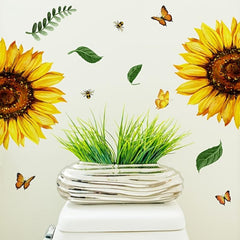 Sunflower Toilet Lid Sticker - Vibrant Bathroom Decor