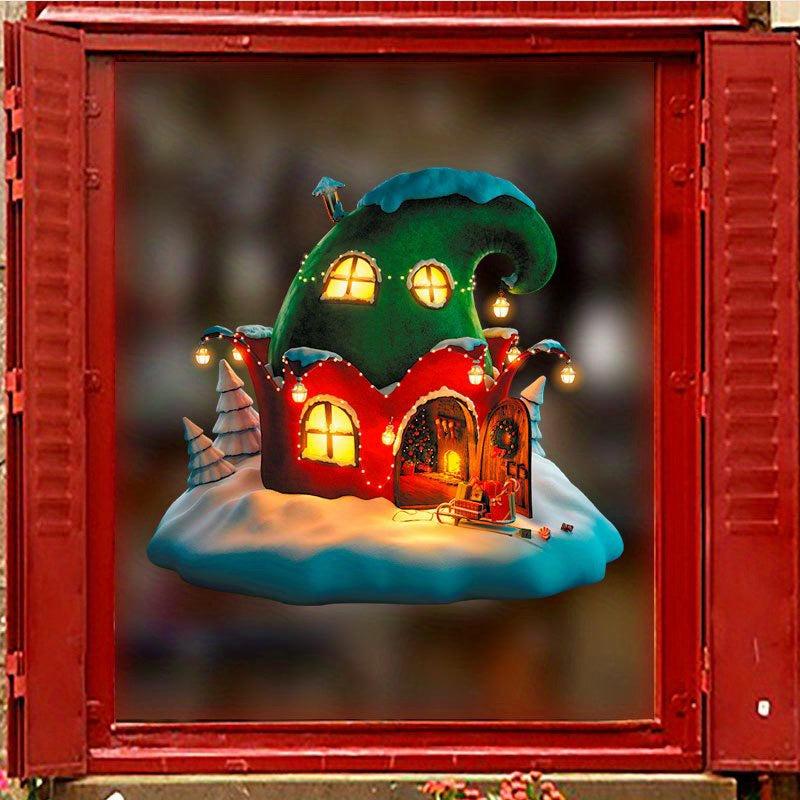 Christmas Santa Claus Wall Sticker Dreamy Cartoon Fairy Tale Castle