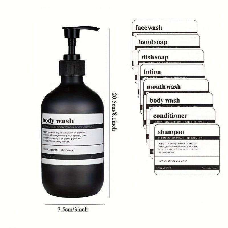 2pcs 500ml Soap Dispenser Refillable Plastic Bathroom Bottle with Pump & Labels