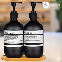 2pcs 500ml Soap Dispenser Refillable Plastic Bathroom Bottle with Pump & Labels