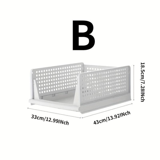Stackable Plastic Storage Rack Closet Clothes Organizer Shelf