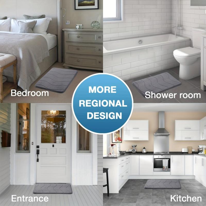 Memory Foam Bath Rug Absorbent Anti Slip Mat Soft Comfortable Floor Rug Mat