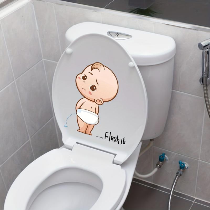 Little Kid Pee Toilet Lid Decal Self Adhesive Creative Plastic Sticker