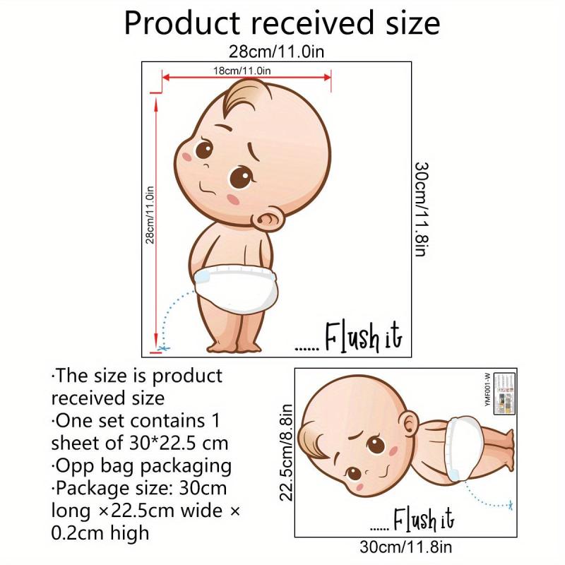 Little Kid Pee Toilet Lid Decal Self Adhesive Creative Plastic Sticker