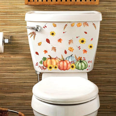 Autumn Maple Leaf Pumpkin Pine Toilet Sticker Bathroom Decor