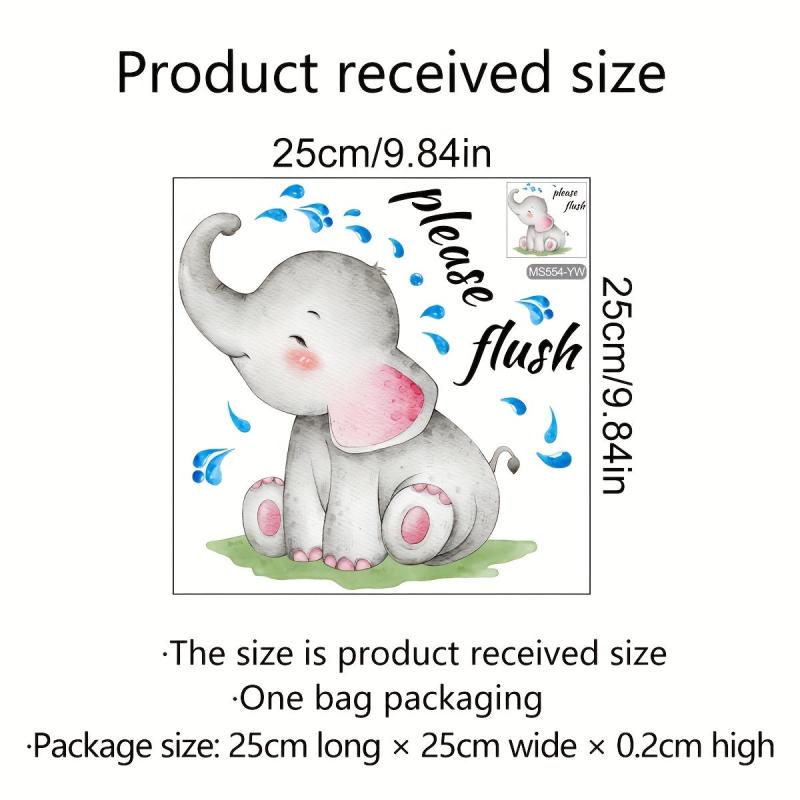 Elephant Wall Sticker Toilet Decoration Self-adhesive Removable Bathroom
