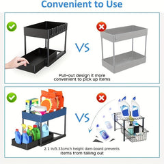 2 Tier Bathroom Organizer Bathroom Storage Rack With Sliding Drawer