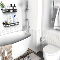 2pcs Stainless Steel Shower Caddy Bathroom Shelf Wall Mounted Storage Shelves