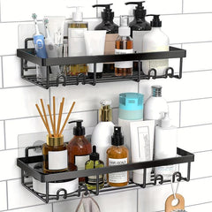 2pcs Stainless Steel Shower Caddy Bathroom Shelf Wall Mounted Storage Shelves