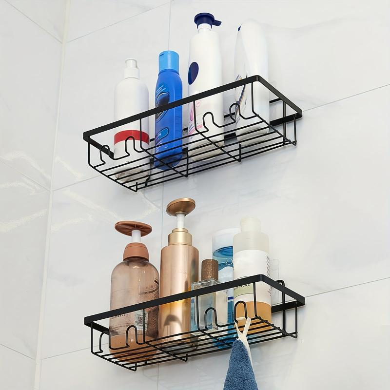 2pcs Stainless Steel Shower Caddy Bathroom Shelf Wall Mounted Storage Shelves