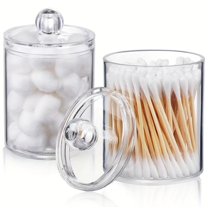 Clear Plastic Swab Holder Canister with Lid Dispenser Apothecary Jars