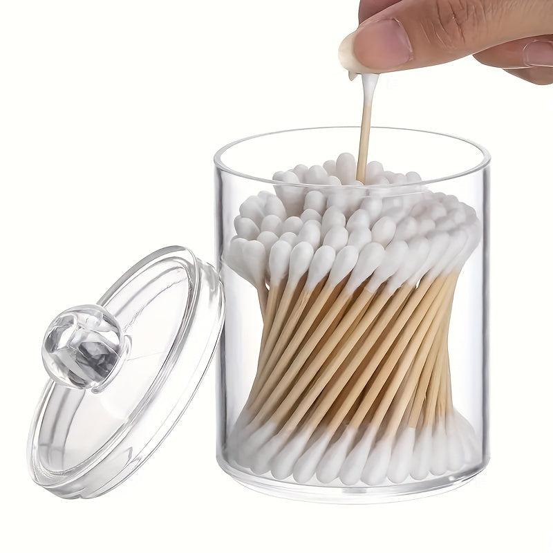 Clear Plastic Swab Holder Canister with Lid Dispenser Apothecary Jars