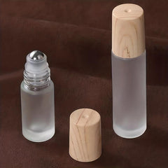 Refillable Frosted Glass Vial Essential Bottle With Stainless Steel Roller Ball