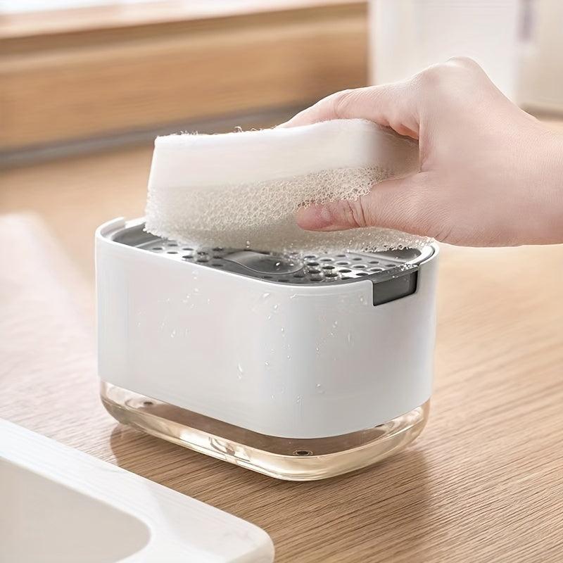 Convenient Soap Dispenser with Sponge - Ideal for Kitchen & Bathroom